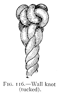 Illustration: FIG. 116.—Wall knot (tucked).