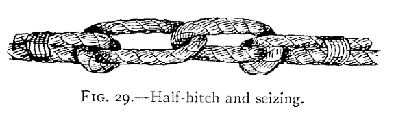 Illustration: FIG. 29.—Half-hitch and seizing.